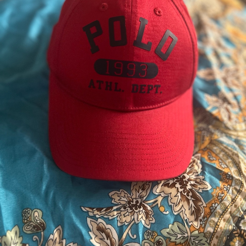 Ralph Lauren Red Cap with Black and Yellow Accents